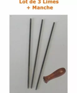 VALLORBE LIME55 - Lot De 3 Limes 5,5mm Pour Affutage De Chaine De Tronconneuse + Manche