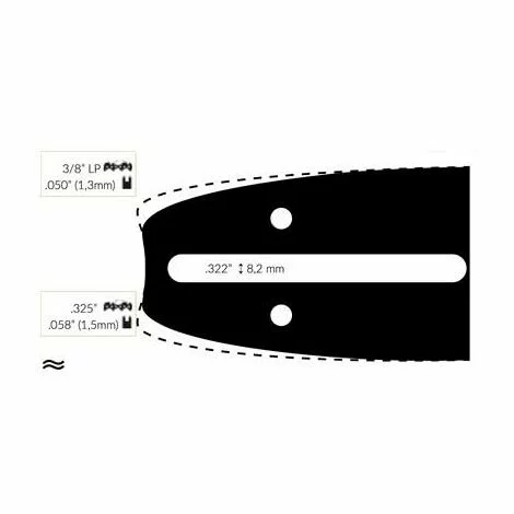ADAPTABLE Guide Chaine Tronçonneuse Dolmar 35cm 3/8 Lp .050 (1,3mm). 3 ADAPTABLE Guide Chaine Tronçonneuse Dolmar 35cm 3/8 Lp .050 (1,3mm).