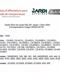 JARDIAFFAIRES Guide Chaine Coupe 50cm 3/8 1.3mm 70 Maillons Remplace Oregon 180SLHD176, 72-70E -Tronçonneuse et accessoire Soldes 2022 13935597 2