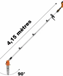 GT GARDEN Élagueuse Thermique Sur Perche Avec Tête Orientable, 52 Cm3, 3 CV, Longueur 4.15 Mètres