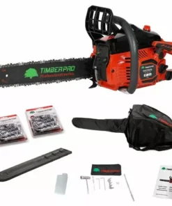 TIMBERPRO Tronçonneuse Thermique 38,2 Cm3, Guide 40 Cm, 2 Chaines + Housse De Transport