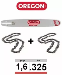 Pack 1 Guide + 2 Chaines Tronçonneuse Oregon 325 063 SFGD025 | 38cm
