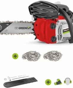 Tronçonneuse à Essence 28cc 1,7hp, Moteur 2 Temps, Guide De 10", Pour L'élagage, Coupe 25,4cm, Guidon Et Harnais Ergonomiques - Greencut GS280X-10