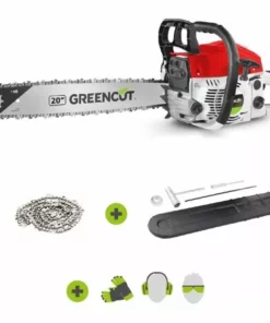 Tronçonneuse à Essence 61,2cc 3,6hp, Moteur Thermique 2 Temps, Lame 20", Longueur De Coupe 50,8cm, Pour L'abattage Et L'élagage, Avec 2 Chaînes Et Anti-vibration - Greencut GS610X