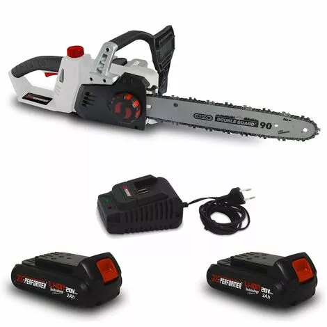 Tronçonneuse 40V (2x20V) X-Performer XPTRO40LI-2B - Double Sécurité - Graissage Auto + 2 Batteries 2 Ah - Chargeur 2 Tronçonneuse 40V (2x20V) X-Performer XPTRO40LI-2B - Double Sécurité - Graissage Auto + 2 Batteries 2 Ah - Chargeur