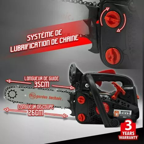 ELEM GARDEN TECHNIC Tronçonneuse Thermique D'élagage 25.4cc - 30cm 5 ELEM GARDEN TECHNIC Tronçonneuse Thermique D'élagage 25.4cc - 30cm – Image 3