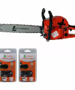 GT GARDEN Tronçonneuse Thermique 62 Cm3, 3.5 CV, Guide 50 Cm, 2 Chaînes