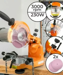ECOMSOF Affûteuse De Chaîne De Tronçonneuse Outil D'Affûtage Électrique 2300 W 2 Meules Affûteur 3000 Tr/min Meules : 3,2 Mm Et 4,7 Mm