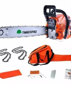 TIMBERPRO Tronçonneuse Thermique 62 Cm3, Guide 50 Cm, 2 Chaines + Housse De Transport