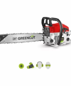 Tronçonneuse 62cc 3,8cv Moteur à Essence 2 Temps, épée De 20 Pouces, 76 Dents, Guidon Ergonomique - Greencut GS620X