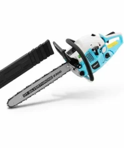 HILLVERT Tronconneuse Thermique + Guide-Chaîne + Housse Légère Et Puissante 45 Cm 2300 W - Argent, Noir