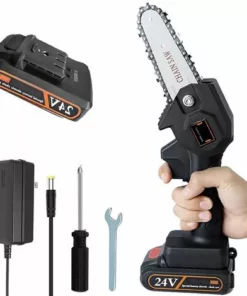 BRIDAY Tronçonneuse Électrique Sans Fil, Mini Scie À Chaîne 10cm, Petite Scie Électrique Portative Domestique, Tronçonneuse À Piles Rechargeables Pour La Coupe De Bois De Branche D'arbre,Scie à Chaîne Super Pratique