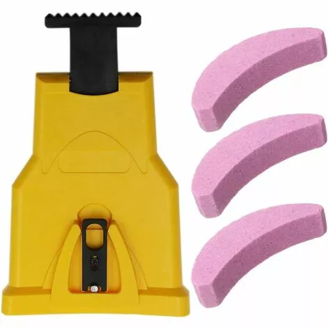 BRIDAY Aiguiseur De Dents Pour Tronçonneuse,Aiguiseur Automatique(1Pcs), Pierre à Aiguiser Remplaçable(3 Pcs), Ajustement Barre De Guidage Avec 2 Trous De Guidage (Jaune) -Tronçonneuse et accessoire Soldes 2022 28412842 1