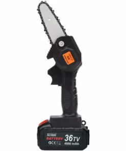 HAPPYSHOPPING Mini Tronçonneuse De 4 Pouces, Petite Scie Abois, Scie Forestiere De Jardin, Norme Europeenne Noire, 4000 Mah Avec Deux Batteries Et Un Chargeur - 4000 Mah Avec Deux Batteries Et Un Chargeur -Tronçonneuse et accessoire Soldes 2022 29592243 2