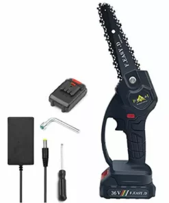 BRIDAY Mini Scie à Chaîne électrique 36V 12.7CM, Mini Tronçonneuse à Main électrique Avec 1 Batteries, 1 Charge
