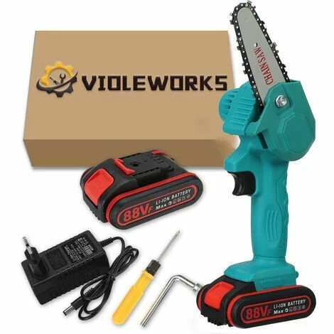 AUGIENB Scie à Chaine Tron?onneuse à Batterie élagueuse Sans Fil VIOLEWORKS 4" 18V Scie à Chaine Scie à B?che électrique 1 Batterie Bleu 3 AUGIENB Scie à Chaine Tron?onneuse à Batterie élagueuse Sans Fil VIOLEWORKS 4" 18V Scie à Chaine Scie à B?che électrique 1 Batterie Bleu