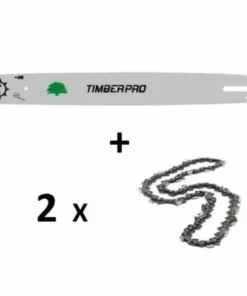 TIMBERPRO Kit Chaine Guide 40 Cm, 16 Pouces + 2 Chaines 66 Maillons Pour Tronçonneuse