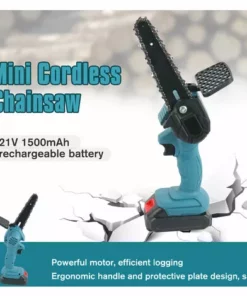 ASUPERMALL Mini Scie A Chaine 6 Pouces Sans Fil Petit Bois Chainsaw Chainsaw Elagage 550W Portable Rechargeable Scie Electrique, Inserez 1 Pile - Inserez 1 Pile