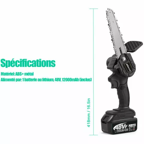 Kkmoon 6 Pouces 48Vf Scies D'élagage électriques à Vitesse Infiniment Variable, Rechargeables, Tronçonneuse à Brosse Pour Fendre Le Bois, Outil De Travail Du Bois 4 Kkmoon 6 Pouces 48Vf Scies D'élagage électriques à Vitesse Infiniment Variable, Rechargeables, Tronçonneuse à Brosse Pour Fendre Le Bois, Outil De Travail Du Bois – Image 2