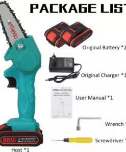 MOHOO [5 Modèles En Option] Scie à Chaine Sans Fil 4 Pouce 1080W 18V Scie à Main Simple Avec 2 Batterie Bleu -Tronçonneuse et accessoire Soldes 2022 31571988 4