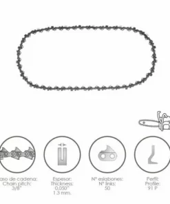 PAPILLON Catena Motosega 3/8" / 0.050" 1.3 Mm. / 50 Maglie / 91 P