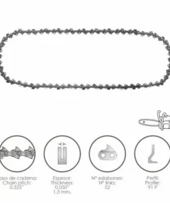 PAPILLON Catena Motosega 0.325" / 0.050" 1.3 Mm. / 66 Maglie / 91 P
