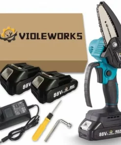 VIOLEWORKS Scie à Chaine 4" Tronconneuse à Batterie élagueuse électrique Sans Fil 18V 1200W 1 Batterie Tronconneuse électrique Avec Affichage 6000 MAh
