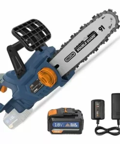 BLUERIDGE 18V Tronçonneuse Sans Fil, 25cm 4,53m/s Avec Frein à Chaîne Anti-retour Lubrification Automatique BLUE RIDGE BR8350