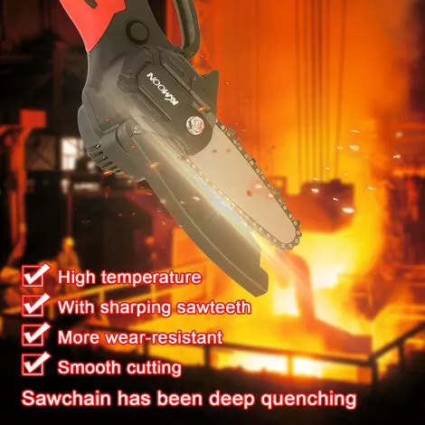 Kkmoon 21V De Portable Electrique Elagage-Scie 88Vf Petit Bois Spliting Chainsaw Pinceau Moteur A Une Main D'Outils Pour Le Travail Du Bois De Jardin Orchard, Rouge, Prise Eu, 2 Petites Piles 6 Kkmoon 21V De Portable Electrique Elagage-Scie 88Vf Petit Bois Spliting Chainsaw Pinceau Moteur A Une Main D'Outils Pour Le Travail Du Bois De Jardin Orchard, Rouge, Prise Eu, 2 Petites Piles – Image 4