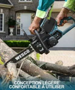 WESCO TOOLS Tronçonneuse Sans Fil 36V, 30cm, 2 X 18V Batteries Et Chargeur, Vitesse De La Chaîne 6 M/s, WESCO WS8303 -Tronçonneuse et accessoire Soldes 2022 34178911 3