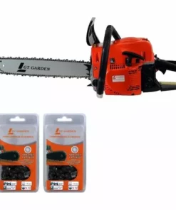 GT GARDEN Tronçonneuse Thermique 52 Cm3, 3 CV, Guide 45 Cm, 2 Chaînes