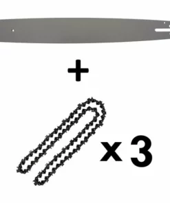 GT GARDEN Guide 20 Pouces (50 Cm) Avec Lot De 3 Chaînes 76 Maillons Pour Tronçonneuse