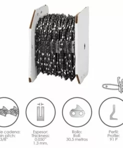 PAPILLON Chaîne De Tronçonneuse 3/8 "/ 0,050" 1,3 Mm. / 91 P / Rouleau 30,5 Mètres. AFT 08062530