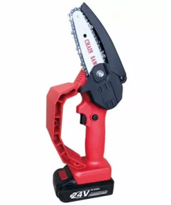 HAPPYSHOPPING Mini Tronçonneuse Electrique Sans Fil De 4 Pouces Scie A Bois Electrique Rechargeable 24 V, Secateur A Une Main Scie A Chaine Pour Coupe De Bois De Branche D'arbre De Coupe De Bois, Prise Europeenne, (deux Types De Piles), Modele : Rouge 20 - Modele:Rouge -Tronçonneuse et accessoire Soldes 2022 36105065 3