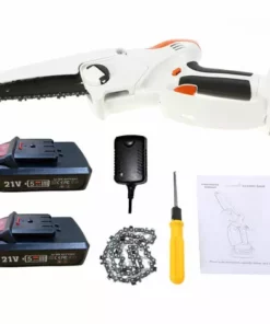 ASUPERMALL Mini Tronconneuse 15.24Cm Mini Tronconneuse Sans Fil Tronconneuse A Batterie 2,7 Lb. Scie A Chaine Portative Legere Avec 2 Chaines De Rechange Scie A Chaine Electrique Sans Fil Et 2 Batteries