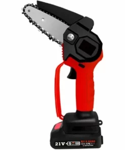 ASUPERMALL Mini Tronconneuse Electrique A La Chaine De Bois D'Une Main Sans Fil Portable Des Scies A Bois Pour La Taille De La Taille De Jardinage, 4 Pouces Rouge - 4 Pouces Rouge