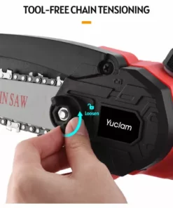 HAPPYSHOPPING Yuclam Mini Tronçonneuse A Main Sans Fil Tronçonneuse 6 Pouces 21V Tronçonneuse Electrique Tronçonneuse A Une Main Avec Protection Anti-eclaboussures Verrou De Securite Pour Le Jardinage D'arbres De Coupe De Bois Coupe Buisson, Modele: Prise UE -Tronçonneuse et accessoire Soldes 2022 42723643 3