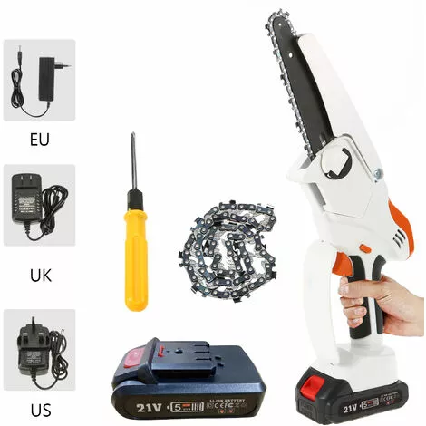 HAPPYSHOP Mini Tronçonneuse 6 Pouces Mini Tronçonneuse Sans Fil Tronçonneuse A Batterie 2,7 Lb. Scie A Chaine Portative Legere Avec 2 Chaines De Rechange Scie A Chaine Electrique Sans Fil Et 2 Batteries, Modele : Norme Europeenne FS-001 Blanc 4 HAPPYSHOP Mini Tronçonneuse 6 Pouces Mini Tronçonneuse Sans Fil Tronçonneuse A Batterie 2,7 Lb. Scie A Chaine Portative Legere Avec 2 Chaines De Rechange Scie A Chaine Electrique Sans Fil Et 2 Batteries, Modele : Norme Europeenne FS-001 Blanc – Image 2