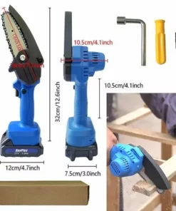 DAY PLUS Mini-tronçonneuse Avec Batterie 4 Pouces Petite Tronçonneuse à La Scie à Tronçonneuse à La Chaîne à La Ligne Unique Avec 1 Piles Et 1 Chaînes, Serrure De Sécurité, Tronçonneuse électrique Adaptée à L'horticulture / Arbres / En Bois De Jardin -Tronçonneuse et accessoire Soldes 2022 43458825 4