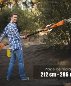 COSTWAY Elagueuse Sur Perche Télescopique 212-286 Cm 750W Tête Réglable Réservoir D'Huile 60 Ml Guide De Chaine 25 Cm Pour Haie