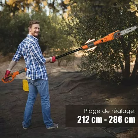 COSTWAY Elagueuse Sur Perche Télescopique 212-286 Cm 750W Tête Réglable Réservoir D'Huile 60 Ml Guide De Chaine 25 Cm Pour Haie 3 COSTWAY Elagueuse Sur Perche Télescopique 212-286 Cm 750W Tête Réglable Réservoir D'Huile 60 Ml Guide De Chaine 25 Cm Pour Haie