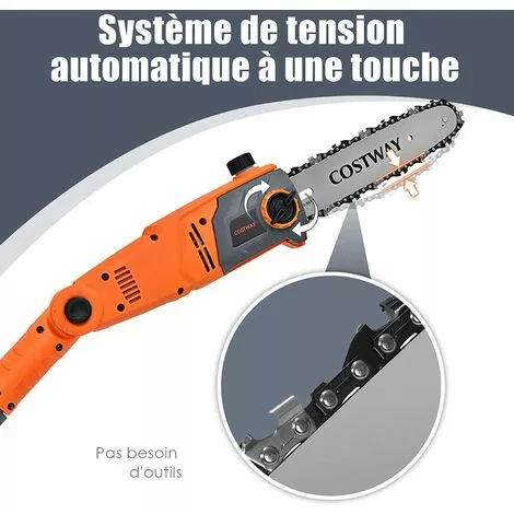COSTWAY Elagueuse Sur Perche Télescopique 212-286 Cm 750W Tête Réglable Réservoir D'Huile 60 Ml Guide De Chaine 25 Cm Pour Haie 6 COSTWAY Elagueuse Sur Perche Télescopique 212-286 Cm 750W Tête Réglable Réservoir D'Huile 60 Ml Guide De Chaine 25 Cm Pour Haie – Image 4