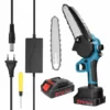 HAPPYSHOPPING Guide De 4 "+ 6" Mini Scie à Chaîne électrique Rechargeable Domestique Scie électrique Au Lithium Portable à Deux Puissances Une Charge, Moteur Brossé, Emballage En Carton, Norme Européenne 220 V -Tronçonneuse et accessoire Soldes 2022 49189972 1
