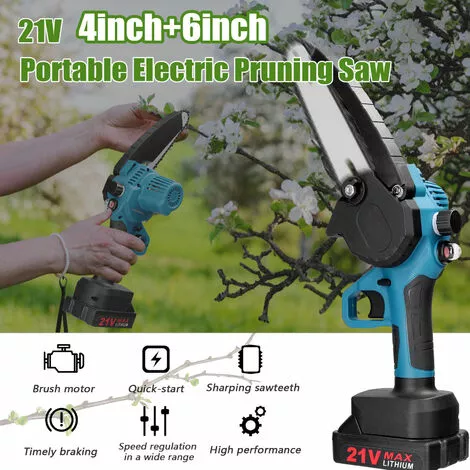 HAPPYSHOPPING Guide De 4 "+ 6" Mini Scie à Chaîne électrique Rechargeable Domestique Scie électrique Au Lithium Portable à Deux Puissances Une Charge, Moteur Brossé, Emballage En Carton, Norme Européenne 220 V 4 HAPPYSHOPPING Guide De 4 "+ 6" Mini Scie à Chaîne électrique Rechargeable Domestique Scie électrique Au Lithium Portable à Deux Puissances Une Charge, Moteur Brossé, Emballage En Carton, Norme Européenne 220 V – Image 2