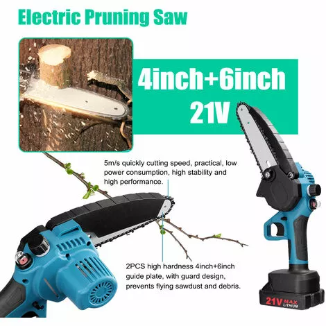 HAPPYSHOPPING Guide De 4 "+ 6" Mini Scie à Chaîne électrique Rechargeable Domestique Scie électrique Au Lithium Portable à Deux Puissances Une Charge, Moteur Brossé, Emballage En Carton, Norme Européenne 220 V 6 HAPPYSHOPPING Guide De 4 "+ 6" Mini Scie à Chaîne électrique Rechargeable Domestique Scie électrique Au Lithium Portable à Deux Puissances Une Charge, Moteur Brossé, Emballage En Carton, Norme Européenne 220 V – Image 4