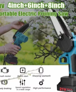 HAPPYSHOPPING 4"+6"+8" Guide Mini Tronçonneuse électrique Rechargeable Tronçonneuse Domestique Au Lithium à Main Deux électricité Une Charge, Moteur Brossé, Emballage En Carton, Norme Européenne 220V -Tronçonneuse et accessoire Soldes 2022 49189976 2