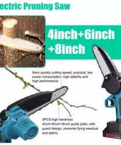 HAPPYSHOPPING 4"+6"+8" Guide Mini Tronçonneuse électrique Rechargeable Tronçonneuse Domestique Au Lithium à Main Deux électricité Une Charge, Moteur Brossé, Emballage En Carton, Norme Européenne 220V -Tronçonneuse et accessoire Soldes 2022 49189976 4
