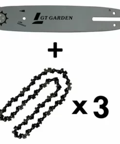 GT GARDEN Guide 10 Pouces (26 Cm) Avec Lot De 3 Chaînes 40 Maillons Pour Tronçonneuse élagueuse 25 Cm3