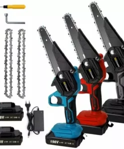 GISAM 6 Pouces 21V 2 Battery 2PCS Chaîne 850W 1800rpm Tronçonneuse à Batterie - Bleu