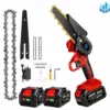 Scie à Chaîne électroportative 1200W Mini Tronçonneuse électrique Onevan - 6 Pouces Sans Fil Pour Makita - Rouge Avec 2 Batteries 2 Chaînes - Vitesse Réglable Pour La Coupe Du Bois 1 Scie à Chaîne électroportative 1200W Mini Tronçonneuse électrique Onevan - 6 Pouces Sans Fil Pour Makita - Rouge Avec 2 Batteries 2 Chaînes - Vitesse Réglable Pour La Coupe Du Bois -Tronçonneuse et accessoire Soldes 2022 51214326 1